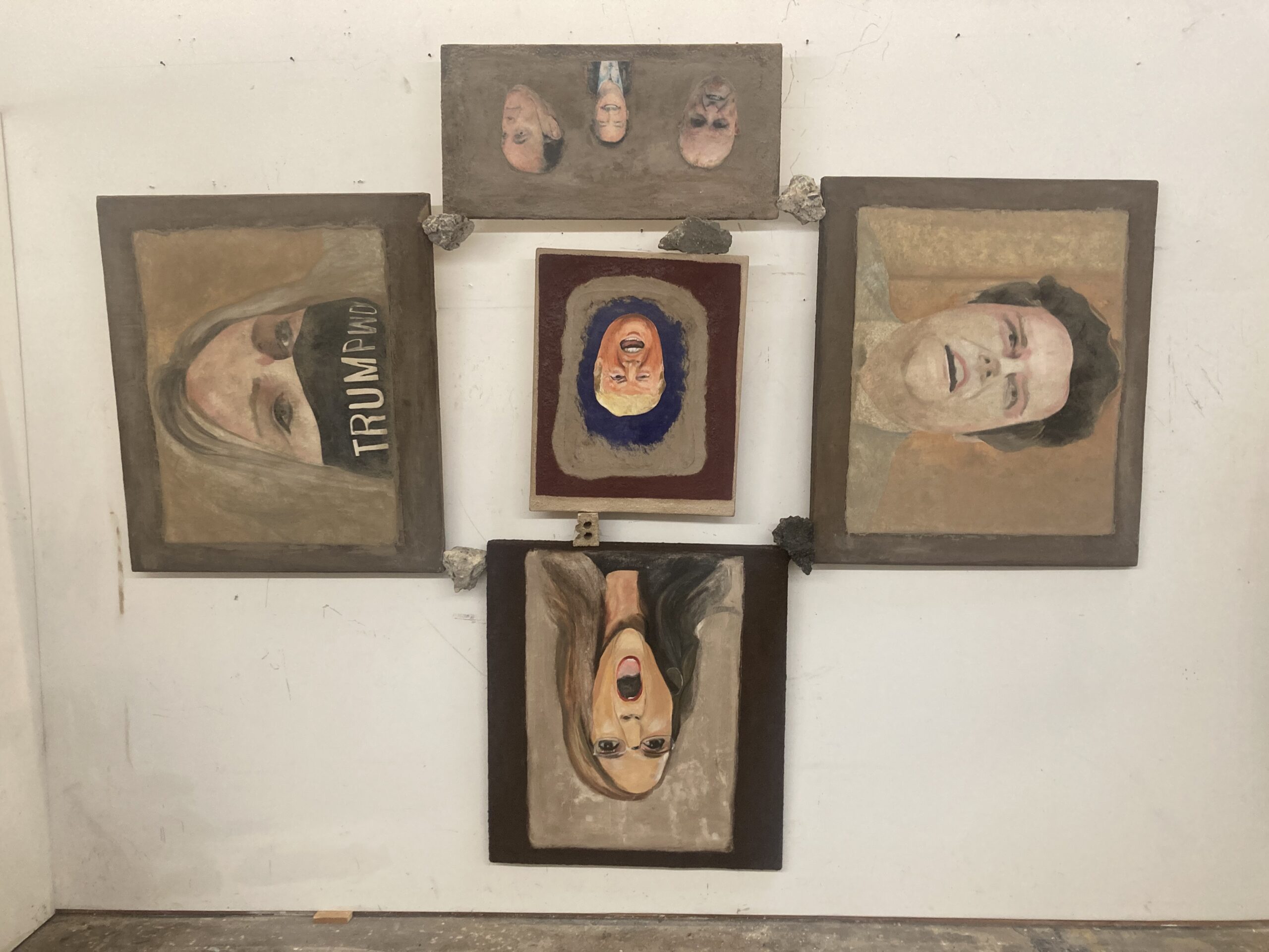 "The Orange Con and His Sychophants with Rubble" 9' by 10' 2022 Mixed Media